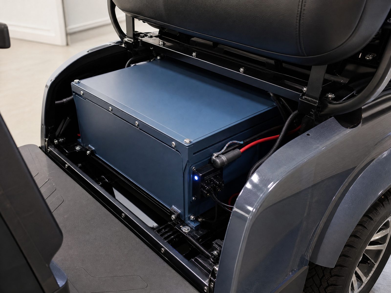 Lithium battery pack in a late-model golf cart